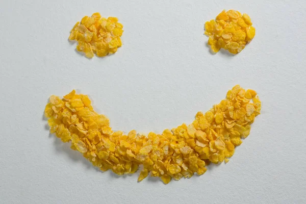 Cereali di grano che formano una faccina sorridente — Foto Stock