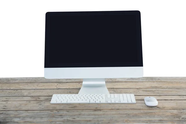 Desktop computer on wooden table — Stock Photo, Image