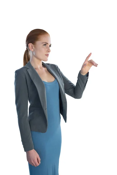 Geschäftsfrau mit imaginärer Schnittstelle — Stockfoto