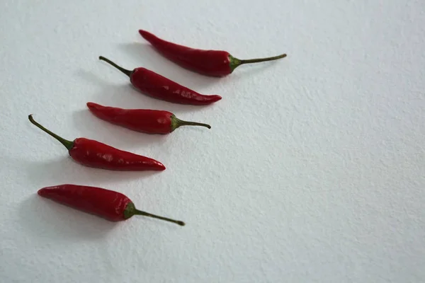 Rød chili på rad – stockfoto