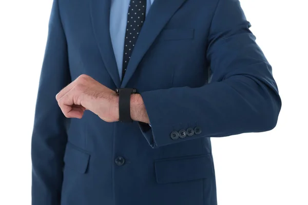 Businessman wearing wrist watch — Stock Photo, Image