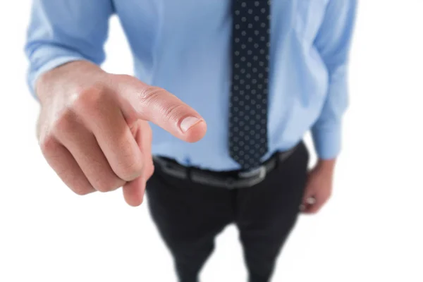 Businessman using imaginary screen — Stock Photo, Image