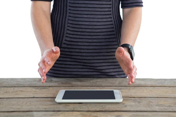 Işkadını dijital tablet el hareketi — Stok fotoğraf