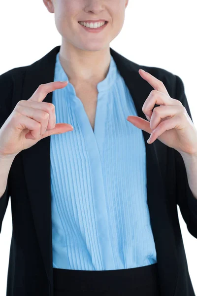 Mujer de negocios comercialización producto invisible — Foto de Stock