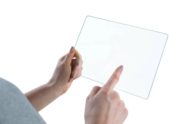 Kobieta przy użyciu interfejs glass — Zdjęcie stockowe