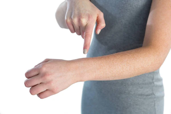 Mujer de negocios gesto en la mano — Foto de Stock