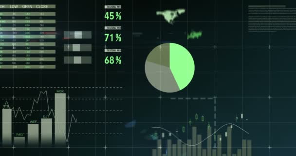 Digital composite of financial charts — Stock Video