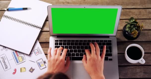 Виконавчий використовує ноутбук за столом — стокове відео