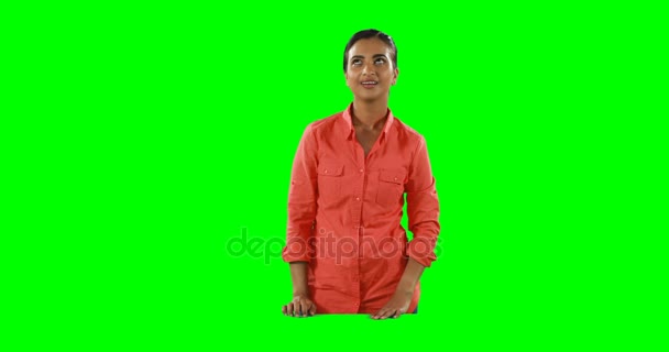 Woman using invisible screen — Stock Video