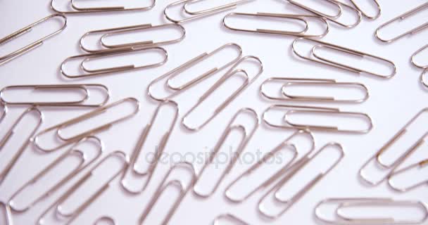 Paper clips on white — Stock Video