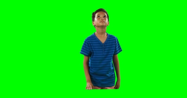デジタル画面に触れる少年の笑顔 — ストック動画