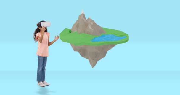 使用虚拟现实耳机的女孩 — 图库视频影像