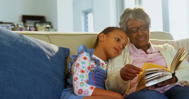Бабушка и дочь читают книгу — стоковое видео