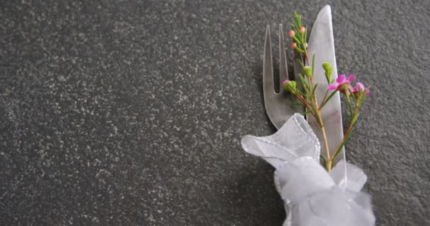 Various cutlery on table — Stock Video