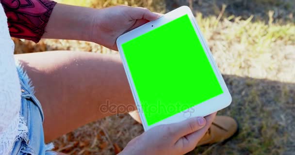 Frau mit digitalem Tablet 4k — Stockvideo