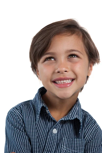 Boy standing against white background — Stock Photo, Image