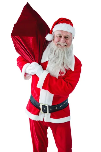 Santa Claus sosteniendo bolsa de Navidad — Foto de Stock