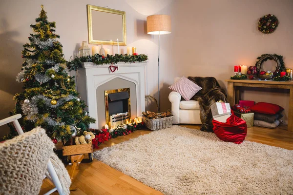 Obývací pokoj během Vánoc — Stock fotografie