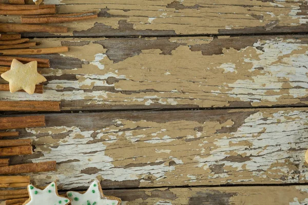 Christmas cookies on wooden plank — Stock Photo, Image