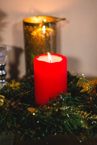 Candele di Natale e decorazione — Foto Stock