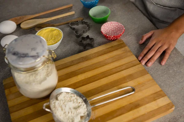 Ingredients arranged on table — Stock Photo, Image