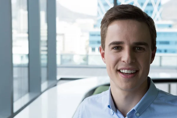 Executivo masculino sorrindo no escritório — Fotografia de Stock