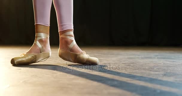 Půvabná tanečnice stojící na pointe — Stock video