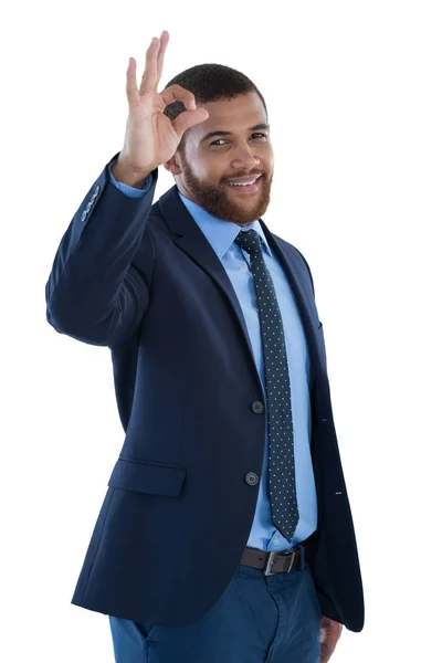 Empresário gesto ok mão sinal — Fotografia de Stock