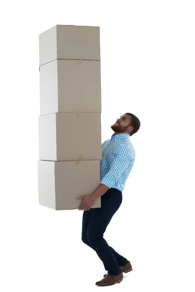 Male executive carrying cardboard boxes — Stock Photo, Image