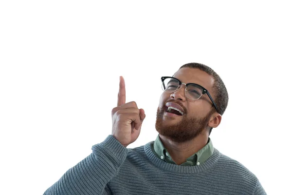 Man die tegen de witte achtergrond — Stockfoto