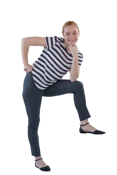 Woman posing against white background — Stock Photo, Image