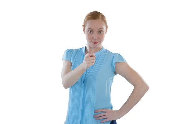 Mujer señalando ejecutivo — Foto de Stock