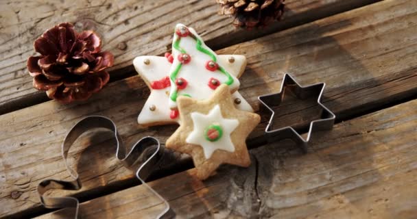 Biscoitos de Natal e cortadores de biscoitos — Vídeo de Stock