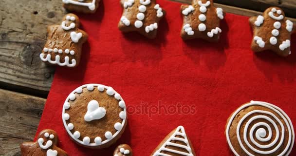 Cookies arranged on a textile — Stock Video