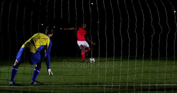 Goalkeeper catching a soccer ball — Stock Video