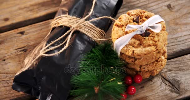 Čokoládové cookies a dekorace — Stock video