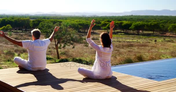 Pareja haciendo yoga — Vídeo de stock