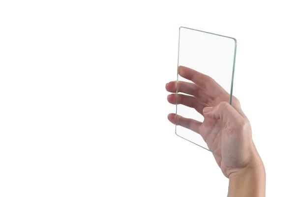 Kvinnliga verkställande använder glas tablett 4k — Stockfoto