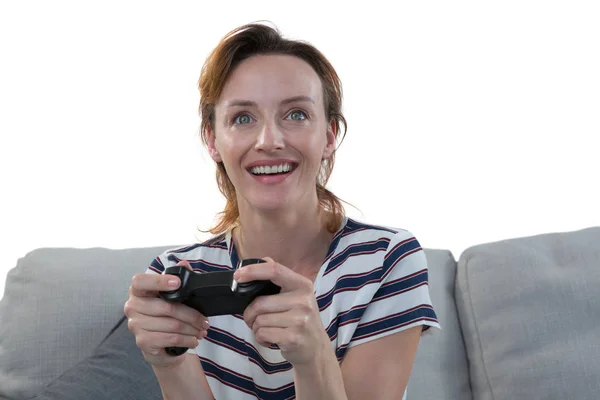 Femme jouant à un jeu vidéo — Photo