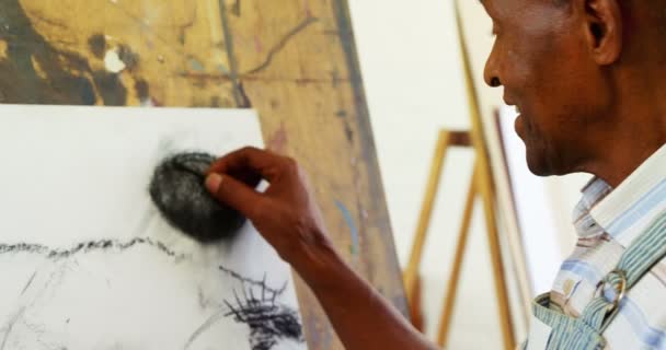 Gros Plan Sur Dessin Artiste Esquisse Sur Toile Classe Dessin — Video