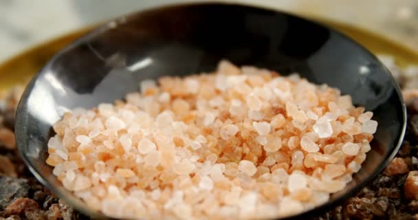 Гималайская соль в пластине — стоковое видео