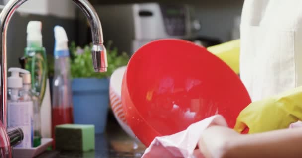 Nipote lavare i piatti — Video Stock