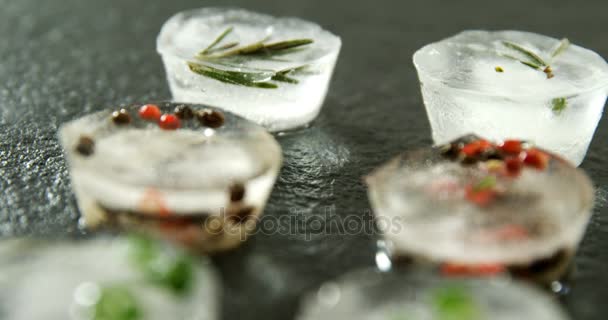 Cubos de hielo aromatizados con especias — Vídeo de stock