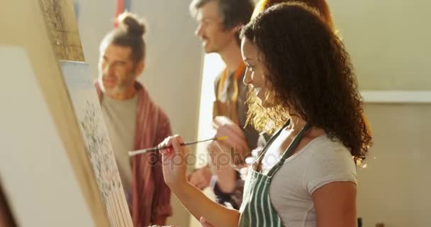 Artistas Pintura Sobre Tela Desenho Classe — Vídeo de Stock