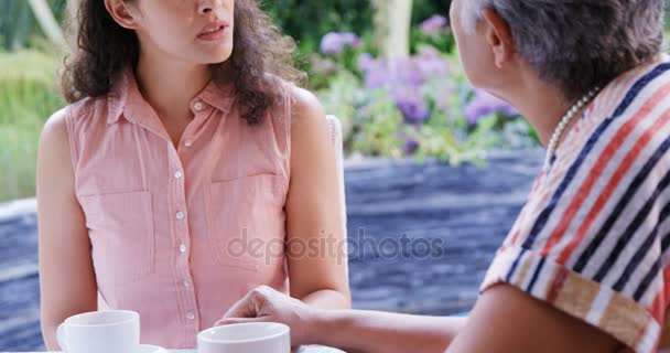 Mujer teniendo una conversación con la madre — Vídeos de Stock