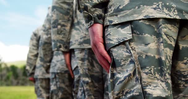 Sırada bekleyen askeri asker — Stok video