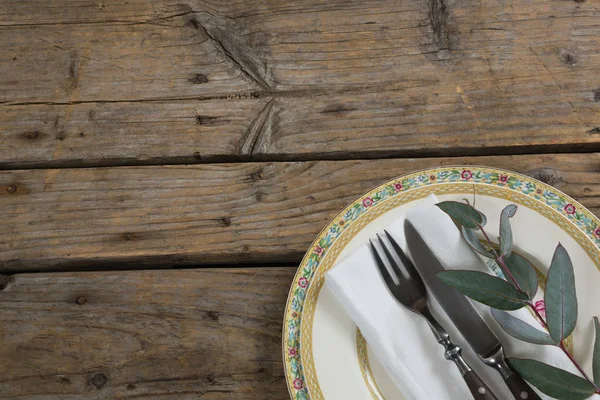 stock image  table setting on wooden plank