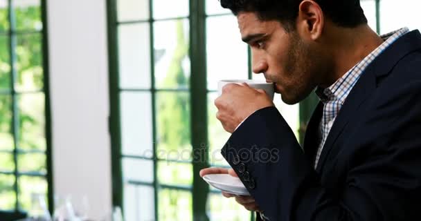コーヒーを飲んでいる実業家 — ストック動画