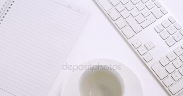 Keyboard and organizer on white background — Stock Video