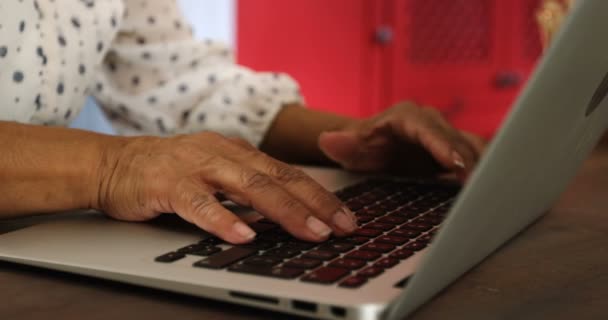 Mulher Madura Usando Laptop Casa — Vídeo de Stock